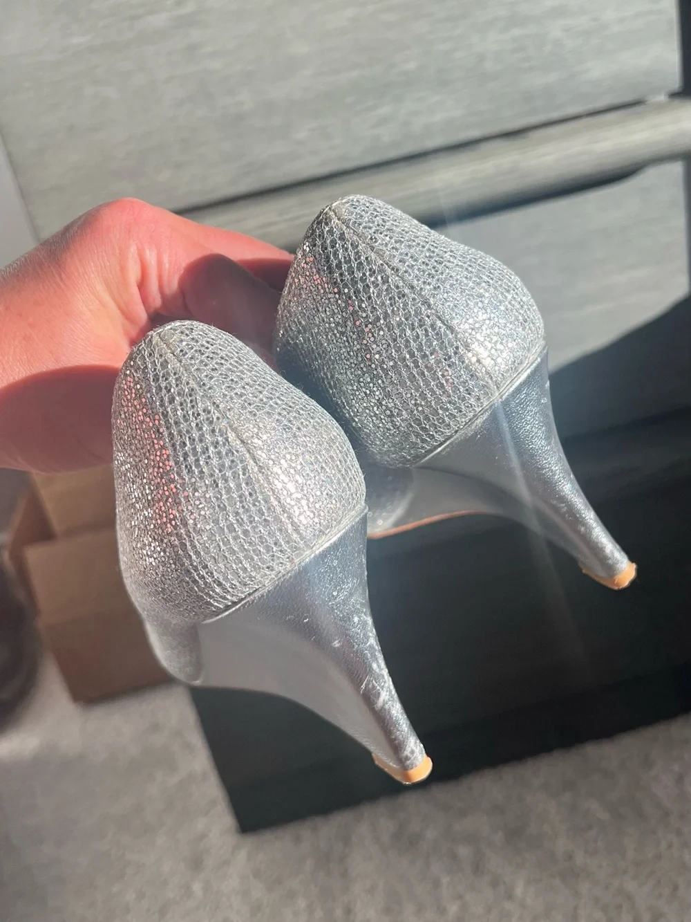 Badgley Mischka shimmering silver
